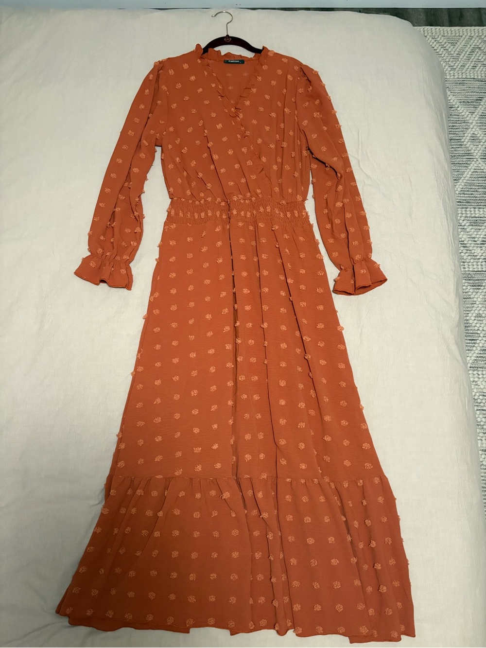 Women's Rust Ruffle Maxi Dress - Picture 3 of 3